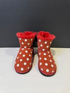 UGG Disney Minnie Mouse Red Boots White Polka Dots Size 11c